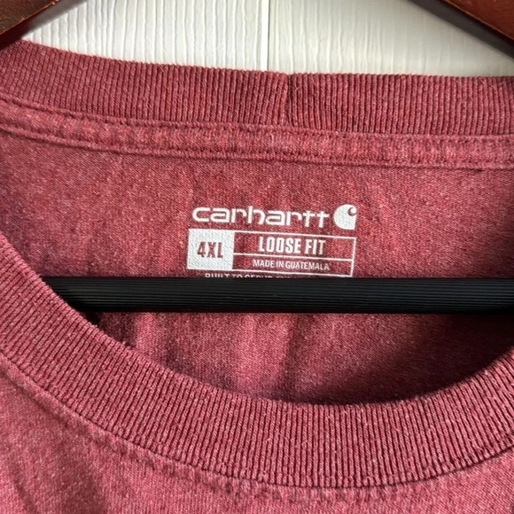 Carhartt Shirt Mens 4XL Brick Red Pocket Tee Loose Fit - Picture 2 of 5
